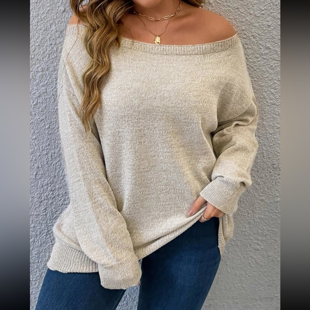 Plus size off shoulder sweater top